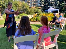 Mary is a TimeSlips™ Certified Facilitator and Storyteller Laureate. Here she is telling at Lougheed House National & Provincial Historic Site in Calgary Alberta.